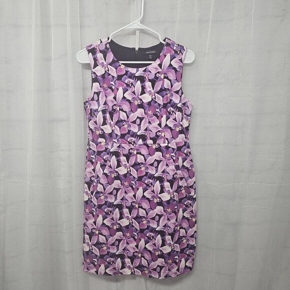 Lands' End Dress Ponte Purple Floral Sleeveless Casual Office Summer 8P - Picture 10 of 13